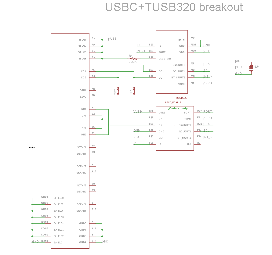 USB-C breakout schematic with control IC