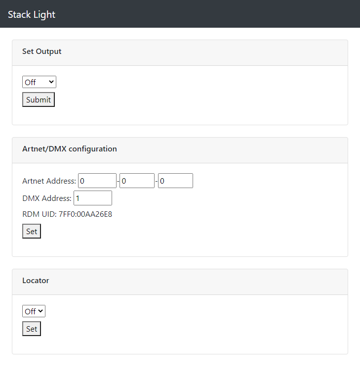 screenshot of the stacklight web interface